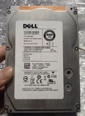DELL 0W348K 600G 15K SAS 3.5 PN:0B24496 HUS156030VLS600硬盘
