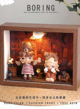 zsiga手办造景中空相框装饰小摆件收纳展示柜桌面diy灯光摆台礼物