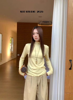 SUE十三行韩版羊绒软糯弹力保暖打底衫秋冬新款内搭波浪上衣81032