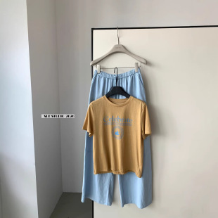 T恤女简约撞色字母上衣261033 港风百搭宽松短袖 SUE春夏新新款 美式