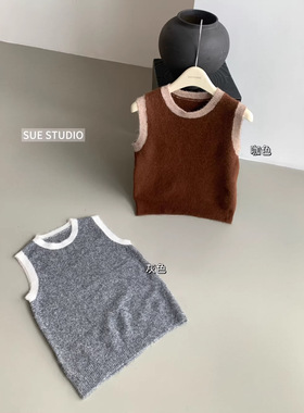 奈芙 韩系撞色圆领背心无袖针织上衣打底叠穿坎肩马甲内搭女99080