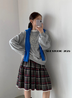 SUE十三行时尚休闲钉珠加绒卫衣潮冬季慵懒风ins长袖上衣女97089