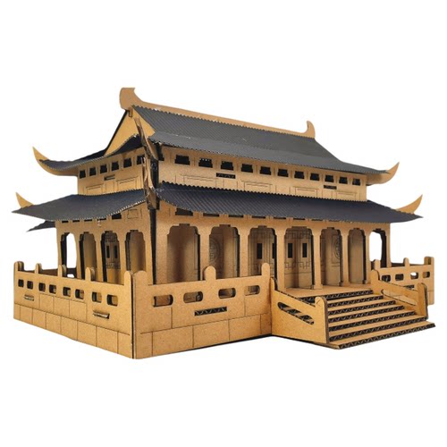 古建筑文创纸盒房子手工涂鸦阁楼