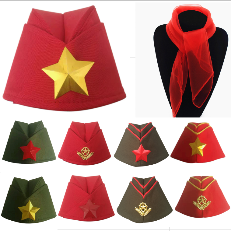 水兵舞帽子俄罗斯经典船型帽广场舞船帽演出船形帽空姐帽黄五角星