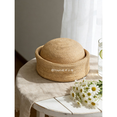 法式复古拉菲草药盒帽时尚百搭