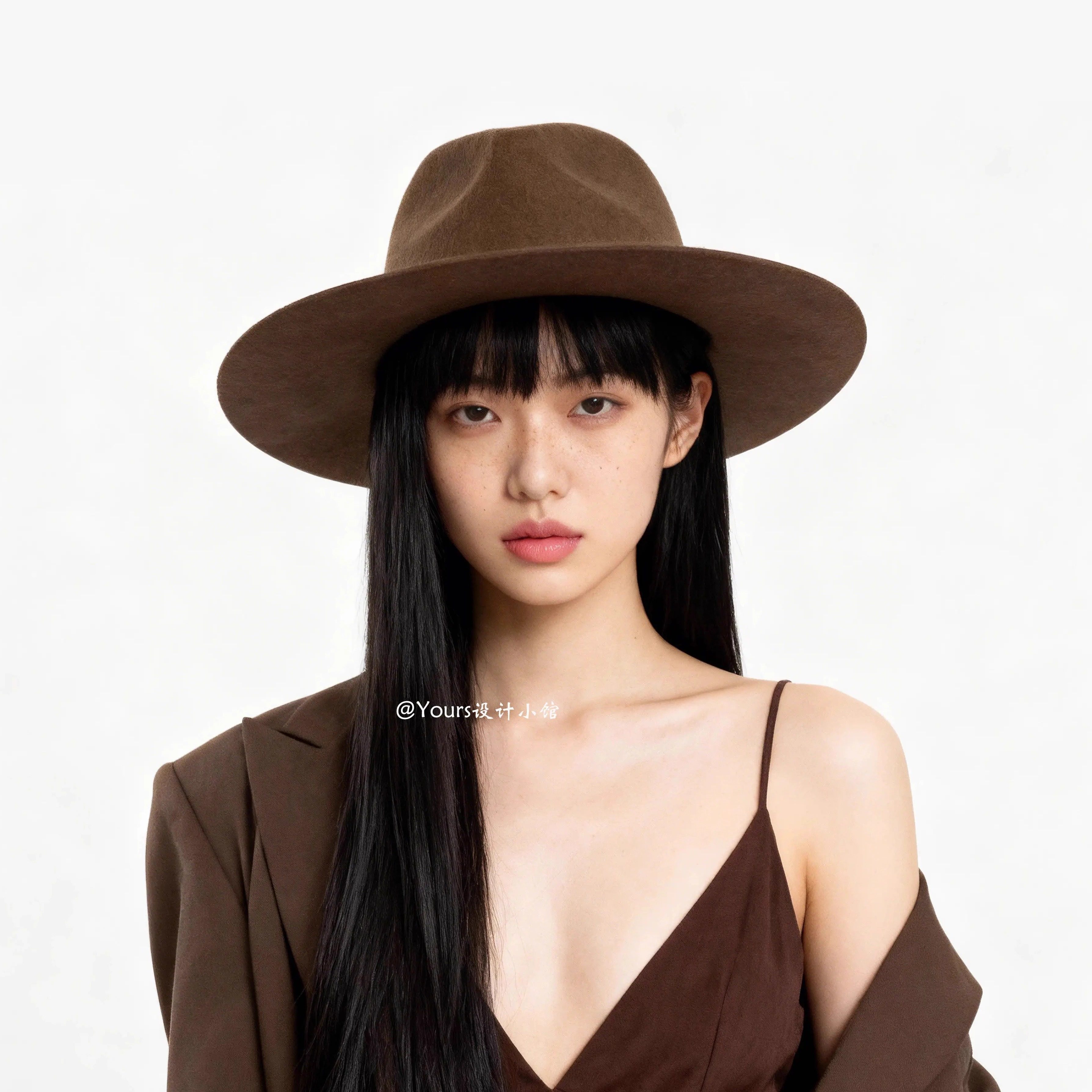 秋冬新款时尚简约皇冠顶宽檐羊毛呢爵士帽女士逛街凹造型网红礼帽