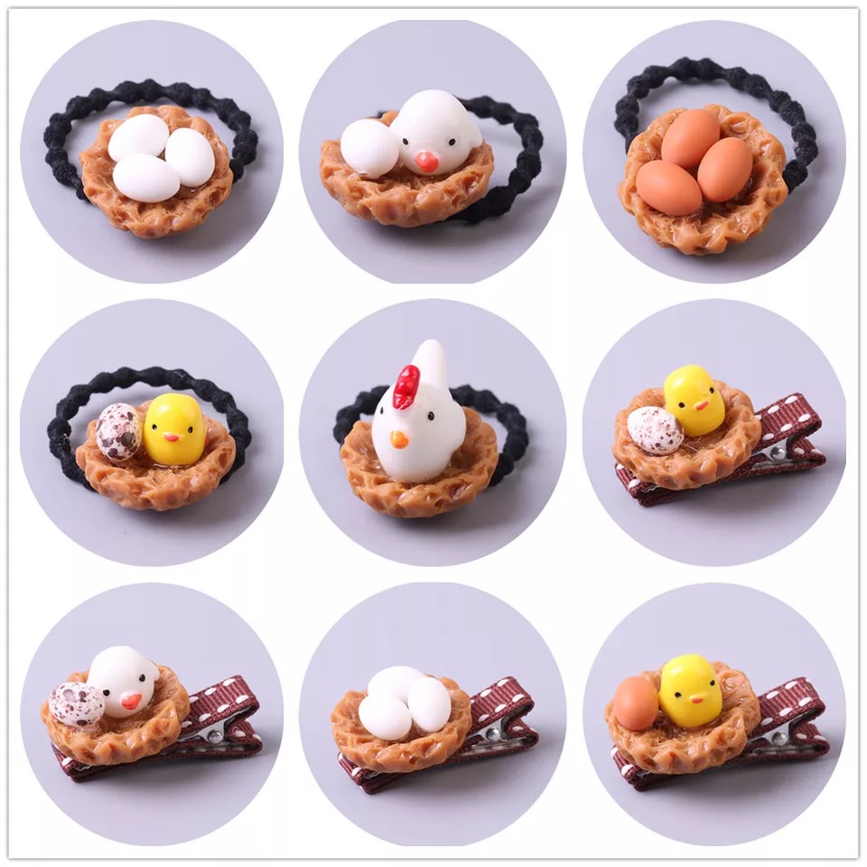 清仓特价儿童发饰头饰品可爱鸡蛋鸭蛋鸽子蛋皮筋小发圈全包布发夹