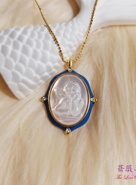 蔷薇之恋小众复古小天使白蝶贝雕