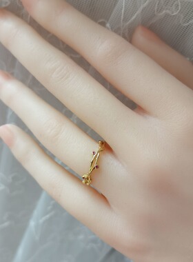 925纯银镀18k金开口设计感戒指