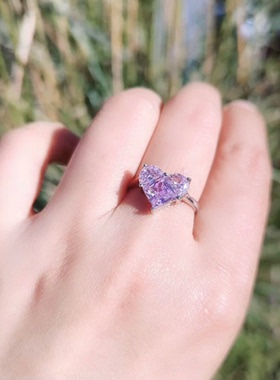 蔷薇之恋S925银镀金爱心粉色锆石