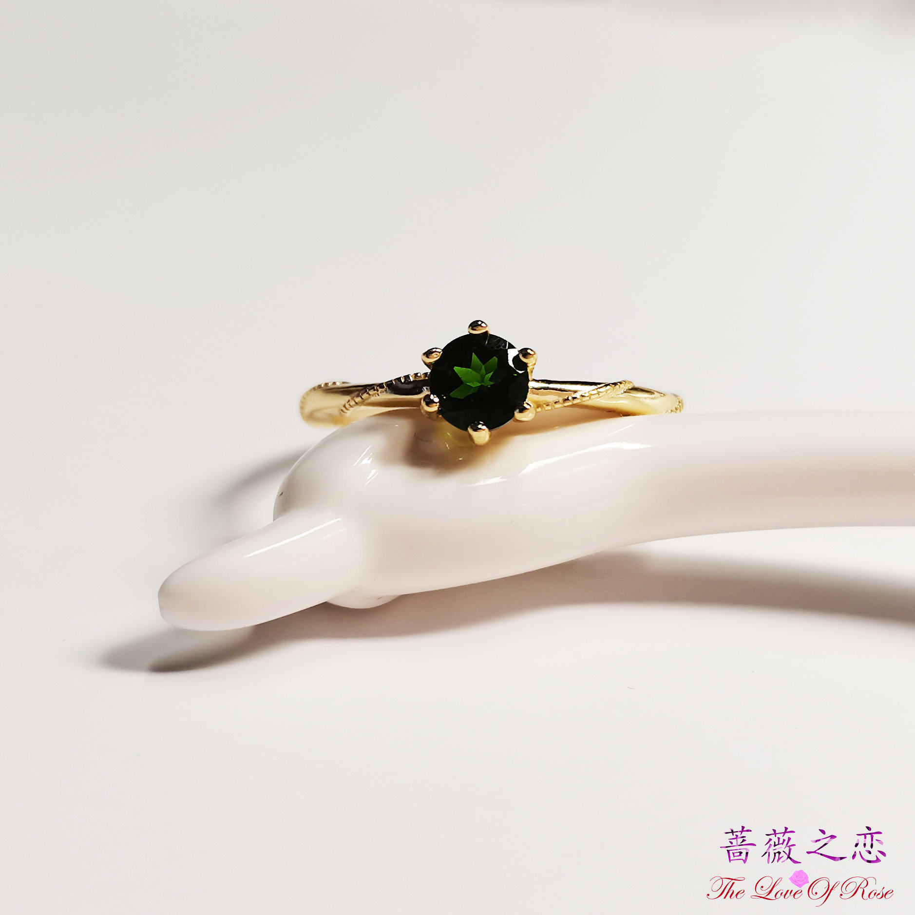 六爪皇冠透辉石戒指925银时尚女