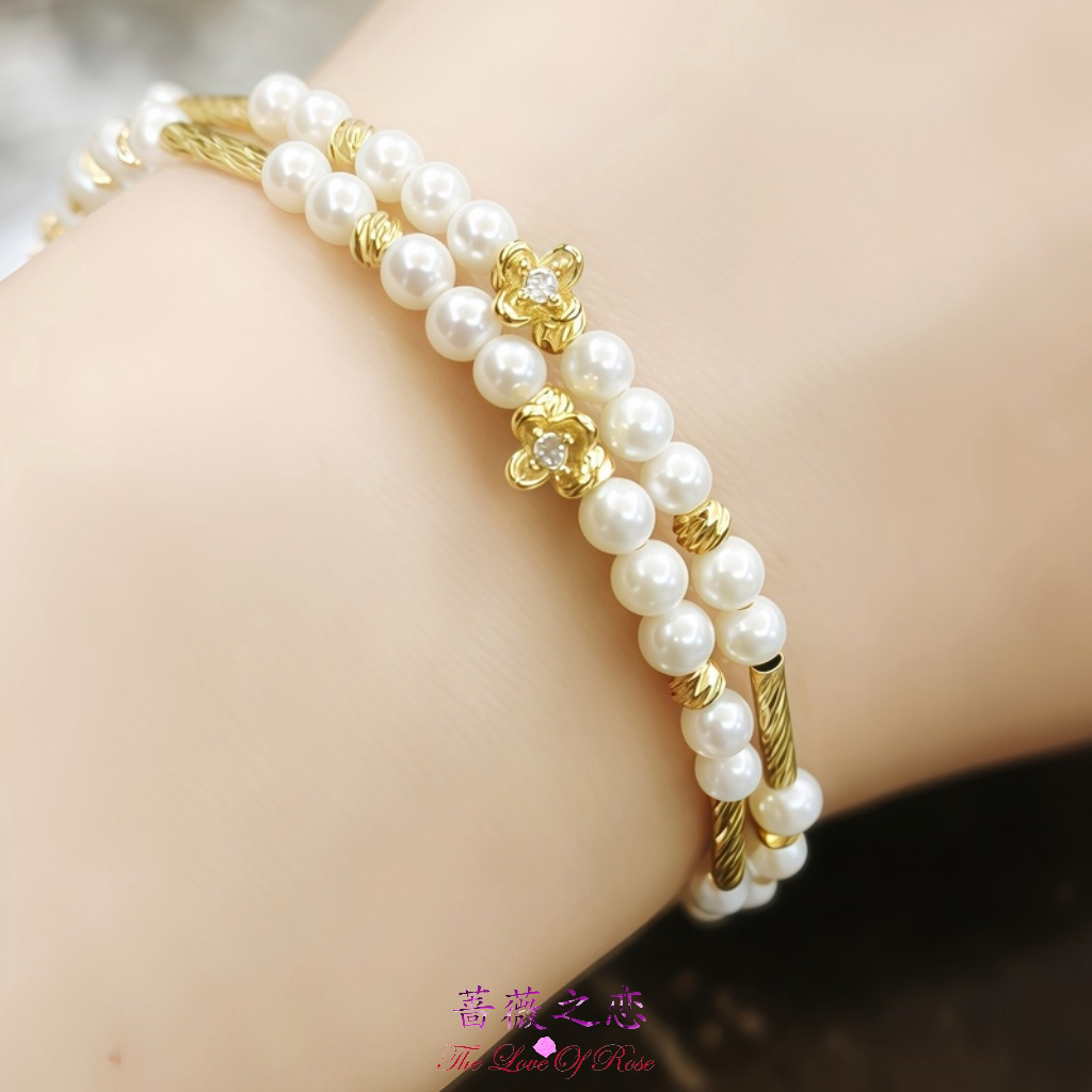 金色小桂花镀金淡水珍珠手镯