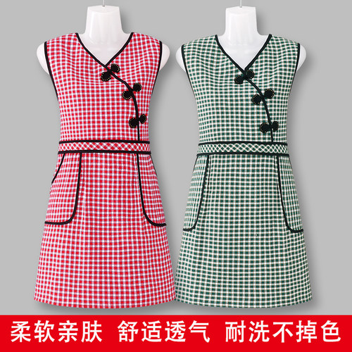 无袖坎肩反穿围裙女防污透气耐磨