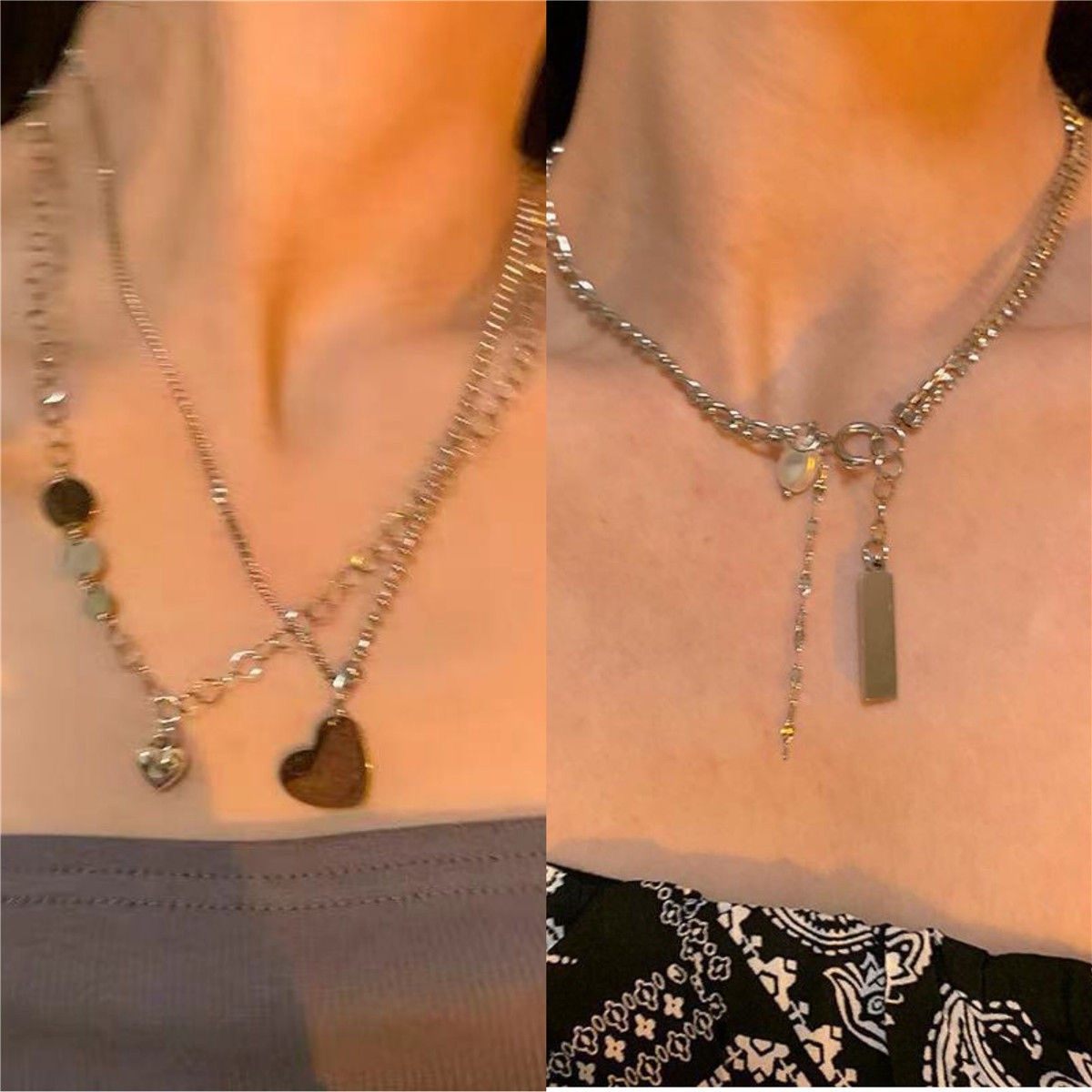 여성용 맞춤형 다용도 사랑 목걸이의 한국어 버전 틈새 디자인 인터넷 연예인 같은 스타일의 쇄골 체인 여성용 프랑스 진주 목걸이