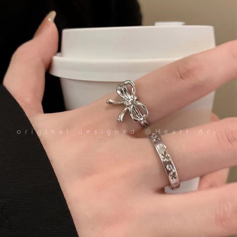 不规则蝴蝶结开口戒指女款