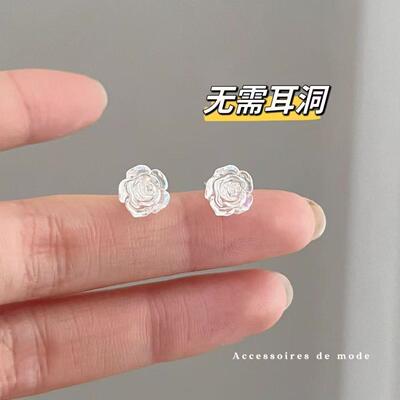 新款山茶花磁吸耳夹免打孔无耳洞