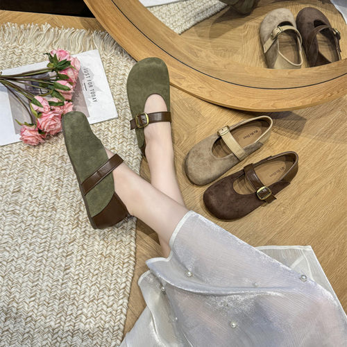 平底单鞋女2026新款秋配裙子不累脚芭蕾舞玛丽珍勃肯鞋两穿穆勒鞋