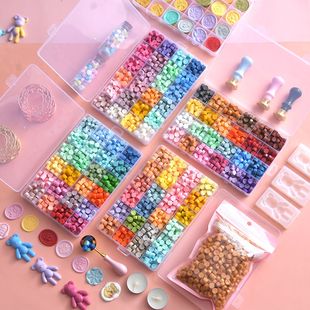 火漆印章蜡粒700粒套装全套马卡龙色一整套学生版混色珠光火漆蜡