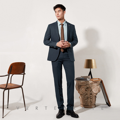 含羊毛商务修身职业装西服套装