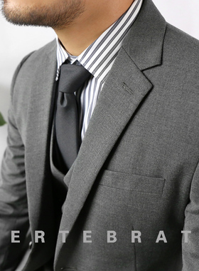 脊椎动物男装商务灰色时尚休闲西装绅士基础职业装西服19037