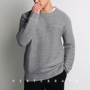 脊椎动物男装宽松立体坑条韩版外穿针织衫套头毛线衣横条男女同款