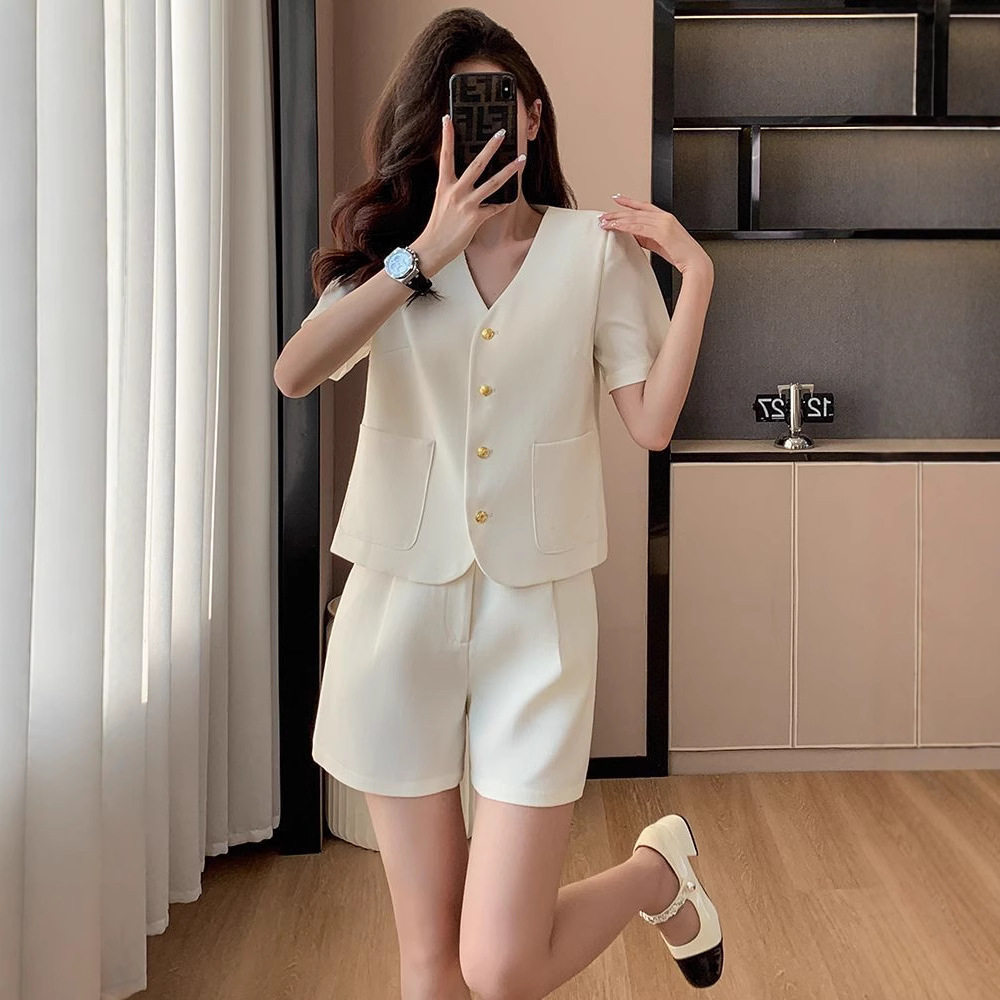 小个子气质小香风西装短袖套装夏季高级感小洋装女外套短裤两件套