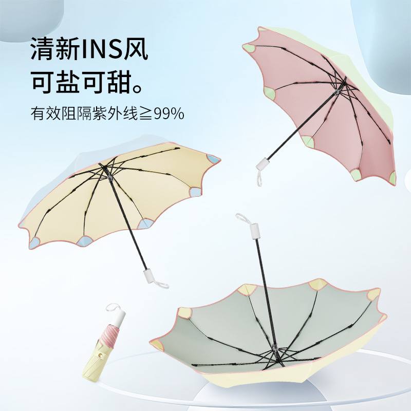圆角晴雨抗风加固女防晒太阳伞