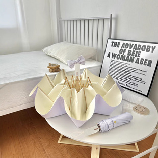 莫兰迪法式节节收防回弹自动国风23寸雨伞女晴雨两用加固高颜值