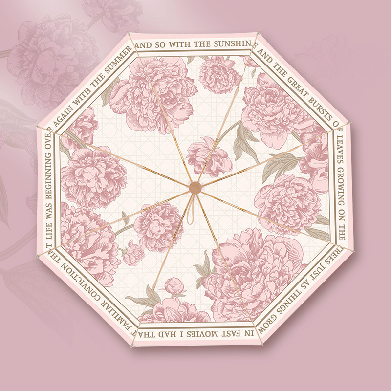 遮阳伞晴雨两用双层黑胶五折伞