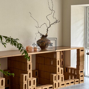 环保空心秸梗构件砖创意轻质承重秸秆砖 艺术展台陈列商品置物架