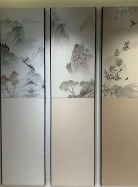新中式山水画瓷砖客厅浴室玄关电视背景墙酒店餐厅别墅全抛釉工艺
