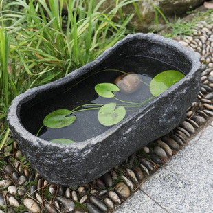 景德镇陶瓷鱼缸长形桌面摆件客厅养金鱼缸乌龟碗睡莲盆水养一叶莲