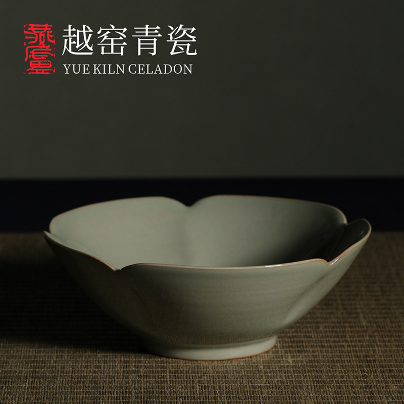 燕庐龙腾越窑青瓷手工唐复刻器秘色瓷玉壁底碗复古风中式纯色国潮
