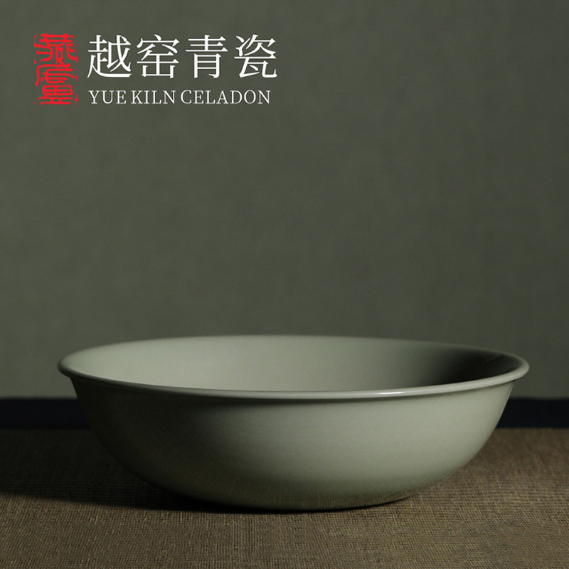 燕庐龙腾越窑青瓷唐代秘色瓷侈口碗法门寺复刻器圆形汤碗中式纯色