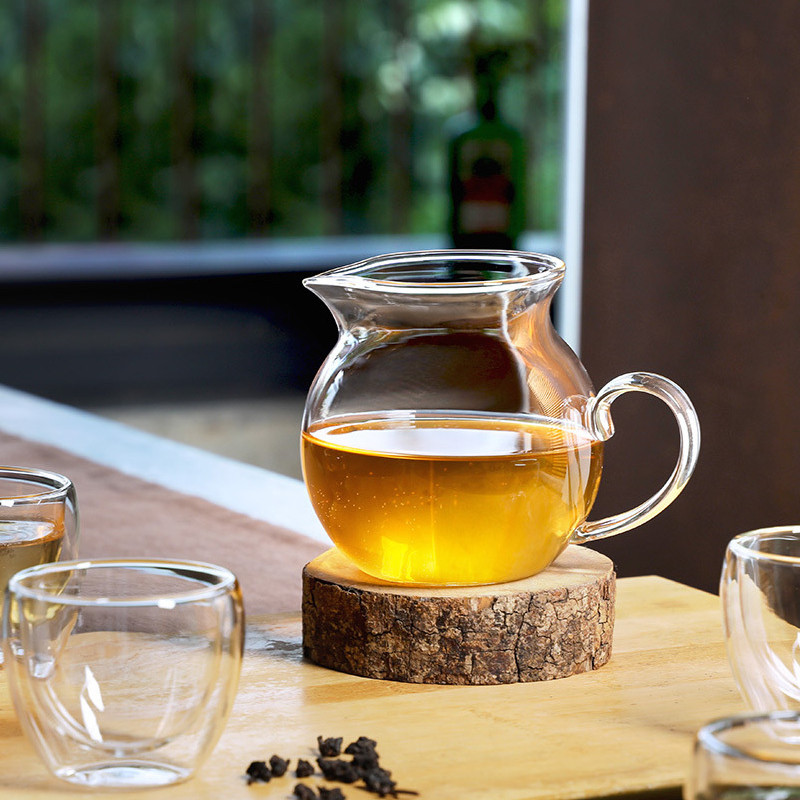 台湾宜龙正品高硼硅耐高温玻璃圆形茶海公道杯大容量分茶器450ml