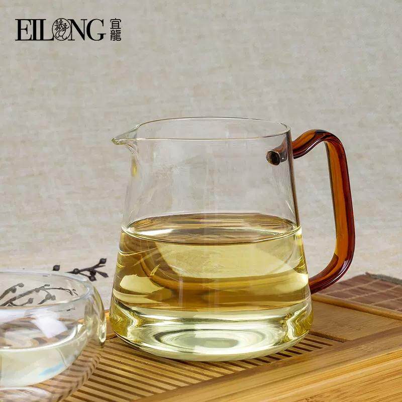 宜龙正品功夫茶具加厚高硼硅耐热玻璃彩把企鹅公道杯茶海分茶器