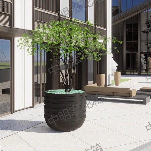 不锈钢花箱花钵波纹凹凸环形造型