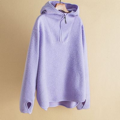 易笛女连帽半拉链运动卫衣套头衫