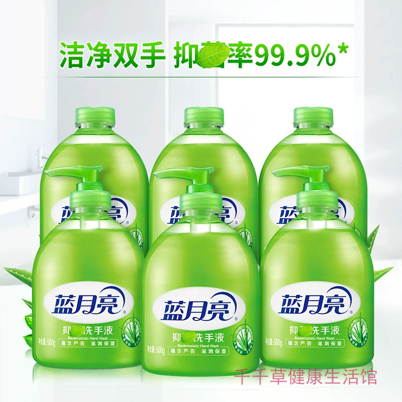 蓝月亮芦荟洗手液500g富含芦荟滋润保湿3瓶+3瓶补充装共6瓶sd