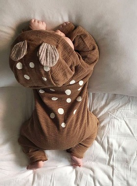 lalla韩国宝宝爬服代购秋季男女童连帽连体衣婴儿包屁衣外出抱服