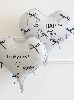 ins生日布置爱心气球蝴蝶结男女孩宝宝周岁派对氛围道具场景装饰