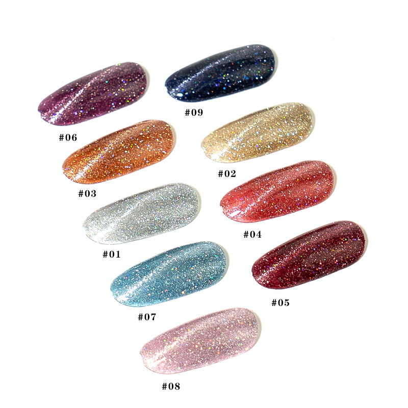 指甲油流行色蹦迪碎钻胶晶石猫眼