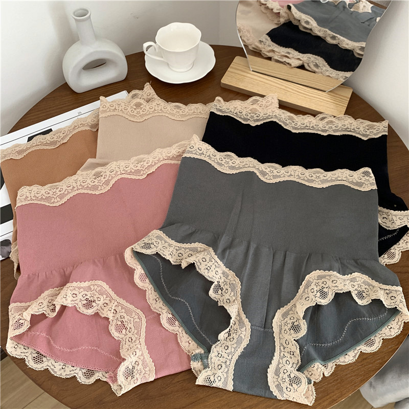 High waisted lace edge girl's underwear with sexy buttocks