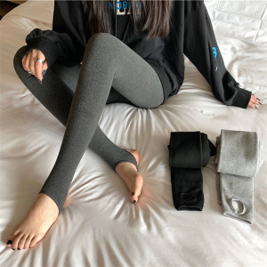 TR56660# 打底裤袜女春秋冬季加厚螺纹黑灰色内外穿秋裤保暖棉裤 服装批发女装批发服饰货源