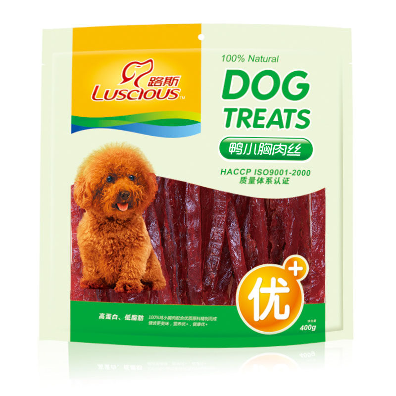 路斯宠物狗狗零食 鸭小胸肉丝400g泰迪幼犬肉干 训练奖励宠物食品
