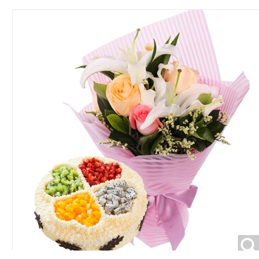 衢州柯城区双港花园石梁镇航埠镇蛋糕店鲜花店配送生日蛋糕玫瑰