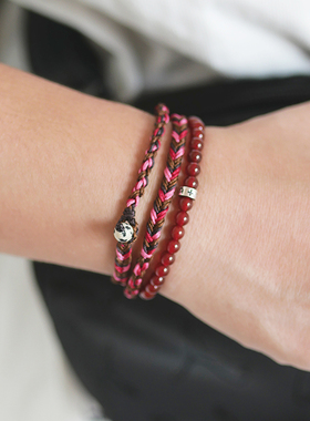 RedBi赤兔商店 南美粉棕哥伦比亚民族美式复古小众原创细款长手绳