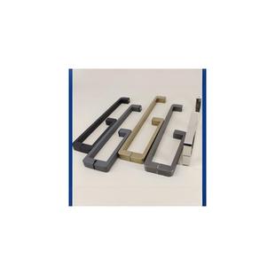 不锈钢304玻璃门把手圆角防撞轻奢枪灰淋浴房哑黑香槟金扁方拉手