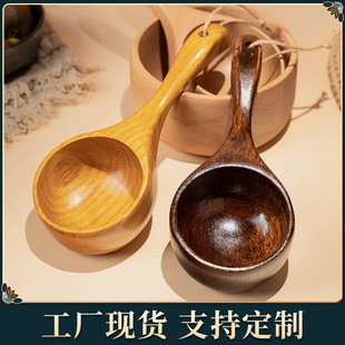 深口面勺家用木质大汤勺创意水瓢批发 网红吃播螺蛳粉嗦粉勺子日式