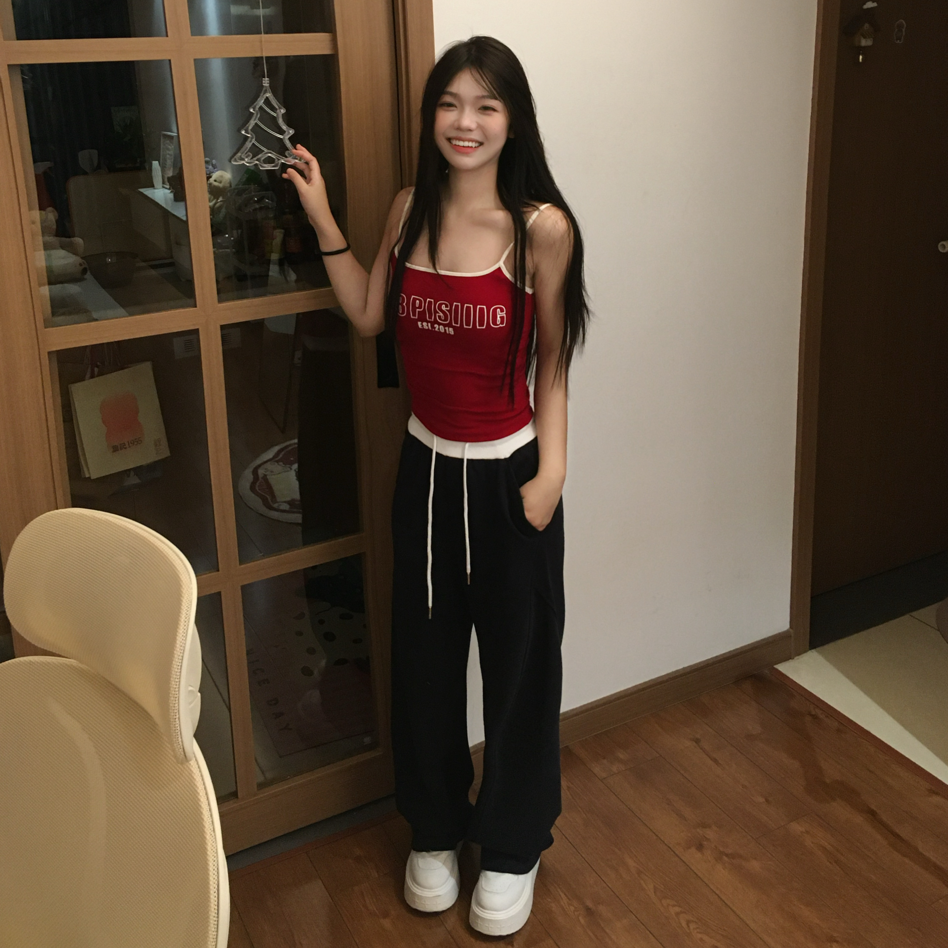 CLiFF 撞色拼接弯刀卫裤百搭休闲阔腿 男女百搭宽松 360g重磅